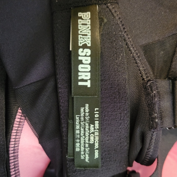 Pink Black Sports Bra with Wide Straps and Moisture-Wicking Fabric. Size L - Picture 3 of 4